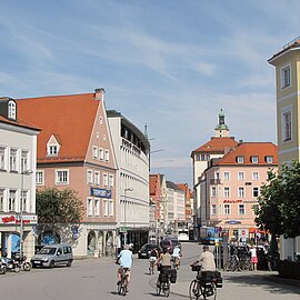 Radfahrer in der Innenstadt Ingolstadts